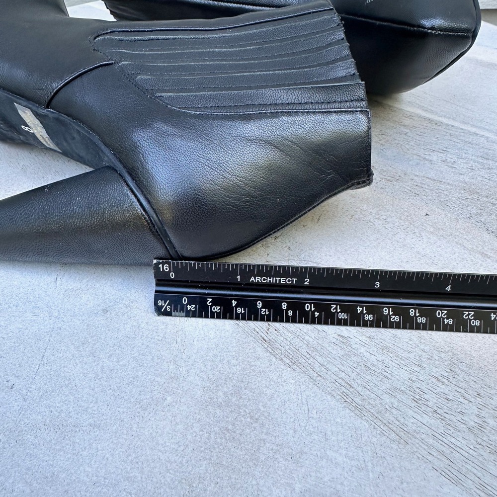 Jeffrey Campbell Black Leather Pointed Toe Cone Heel Ankle Boots Womens 8 - Picture 3 of 15